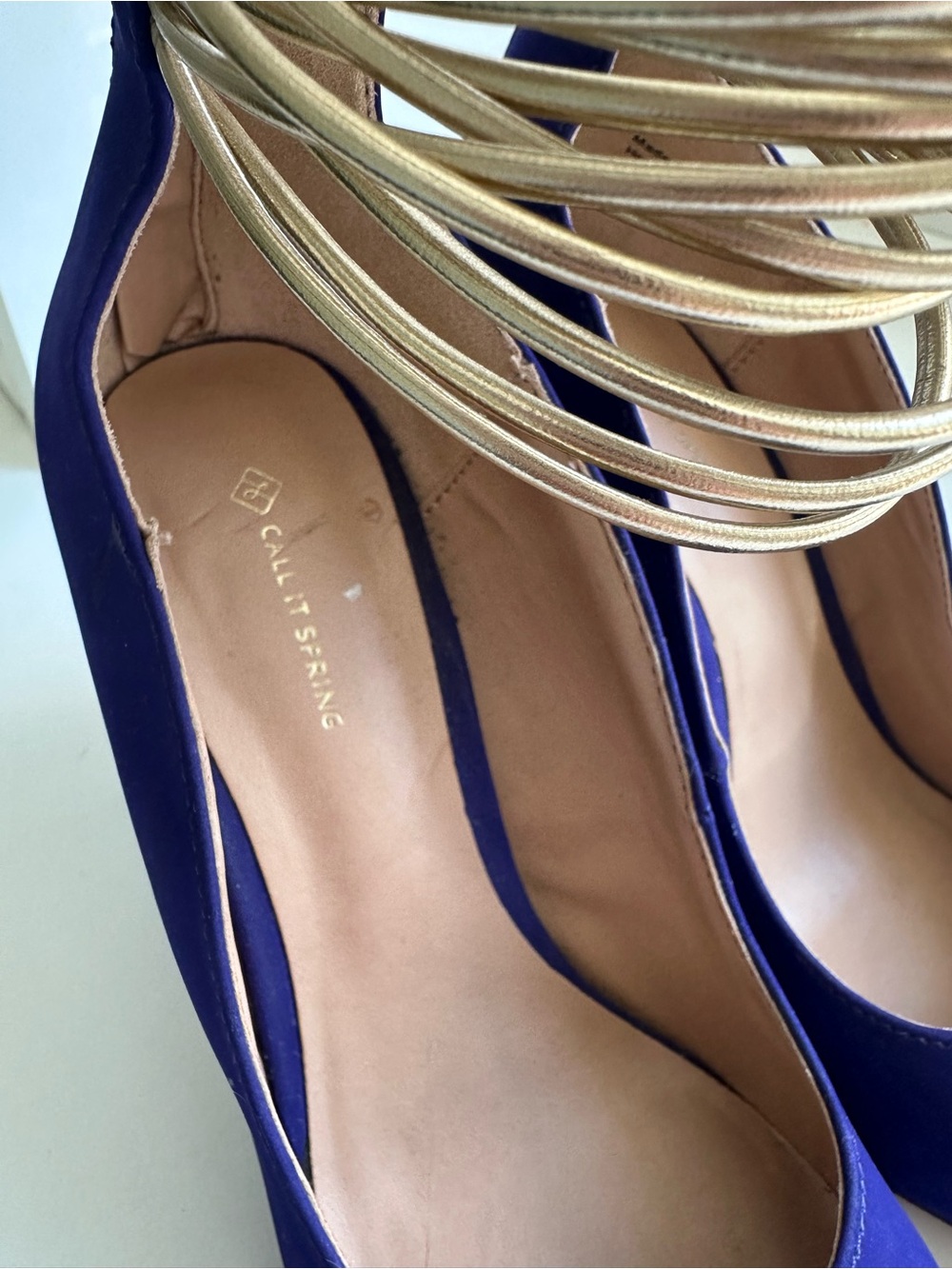 Call it Spring Purple Stiletto Pumps with Gold Ankle Wrap 6.5 - Picture 5 of 7